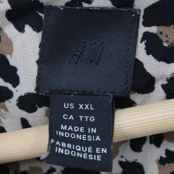 H&M Shirt Mens 2XL Multicolor Leopard Pattern Button Down Short Sleeve Collared - Picture 6 of 9